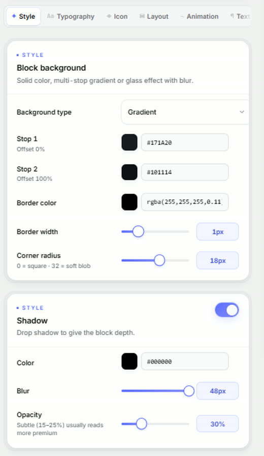 Style tab