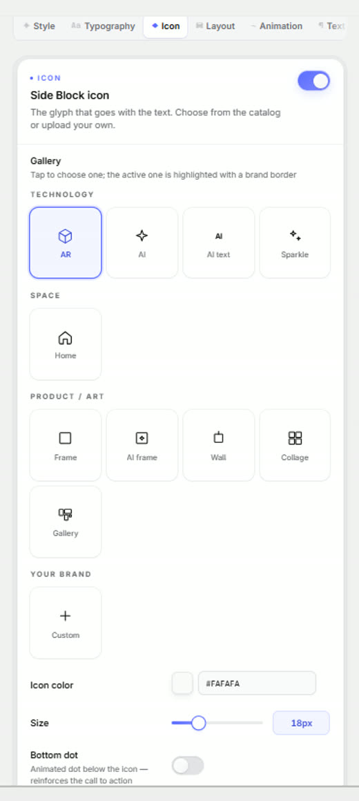 Icon tab